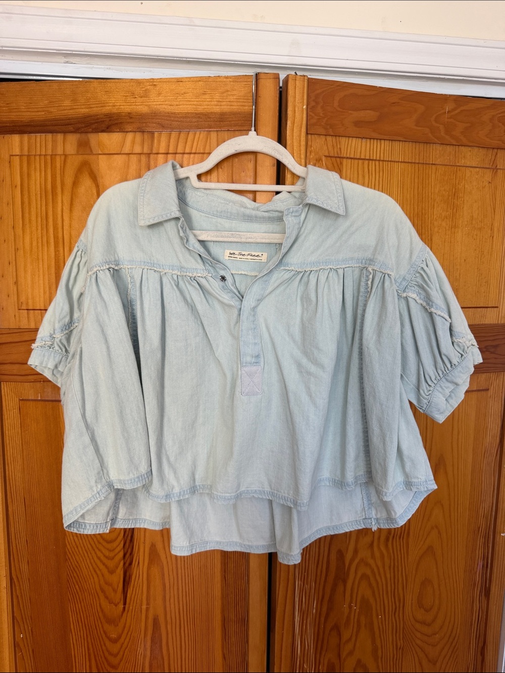 We The Free Light Blue Short-Sleeve Peasant Tunic